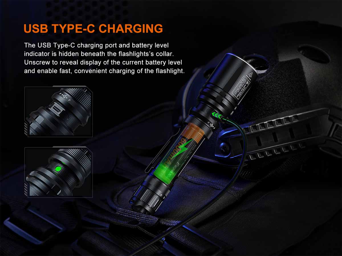 fenix e30r flashlight e30rxpbk Built To Last Equipped with a large Fenix E30R Rechargeable Flashlight -