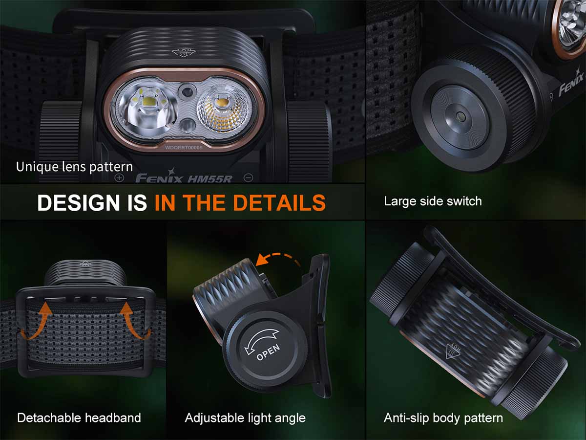  fenix hm55r rechargeable headlamp design details