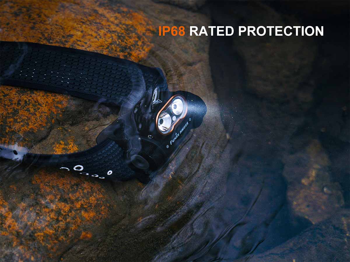  fenix hm55r rechargeable headlamp ip68 rated protection