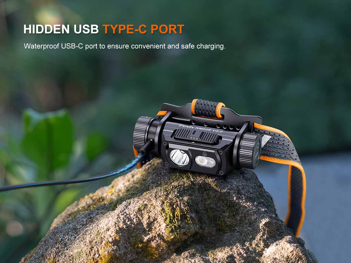 fenix hm60r v2.0 rechargeable headlamp hidden USB-c Port