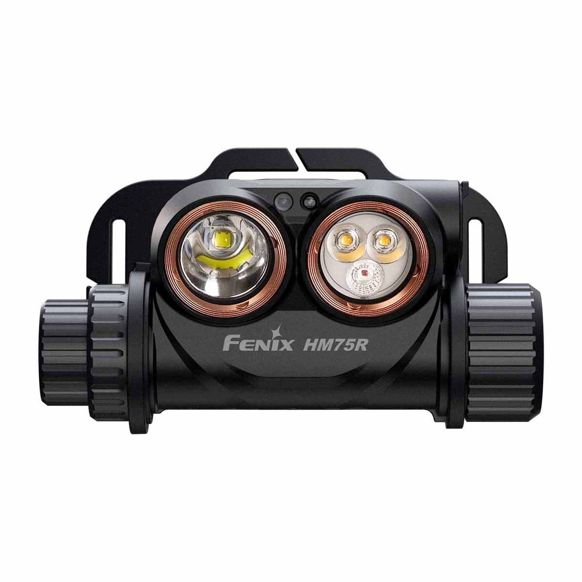 fenix hm75r rechargeable headlamp led lens closeup