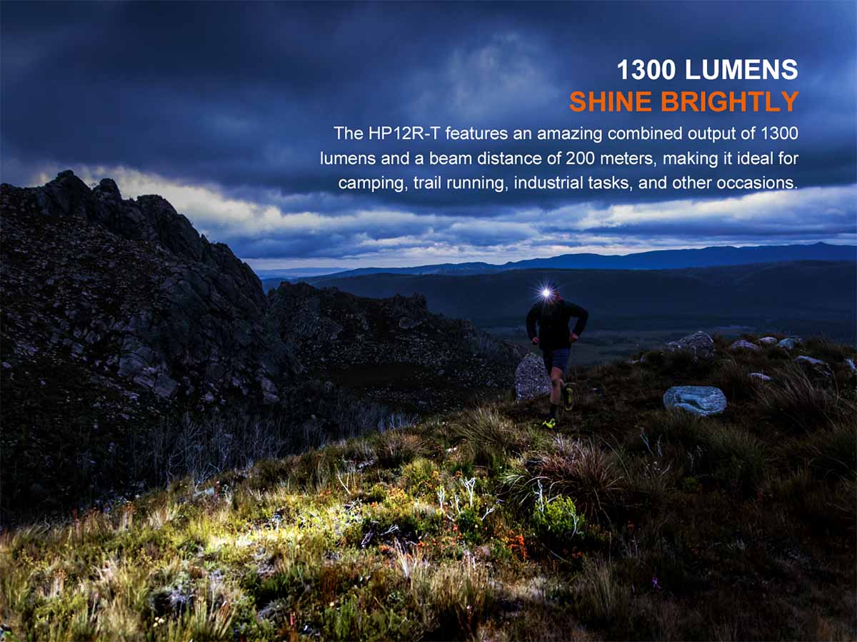 Fenix HP12R-T rechargeable headlamp 1300 lumens brightness