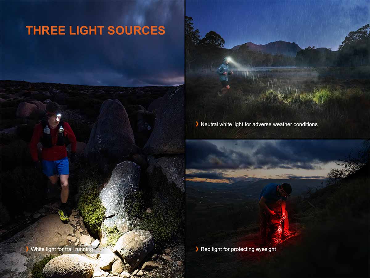 Fenix HP12R-T rechargeable headlamp three light sources