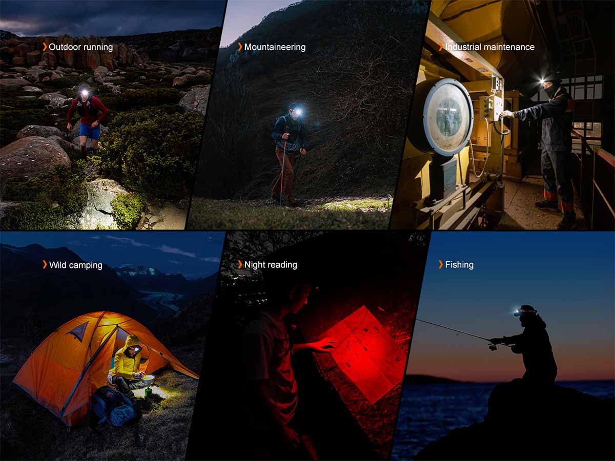 Fenix HP12R-T rechargeable headlamp uses