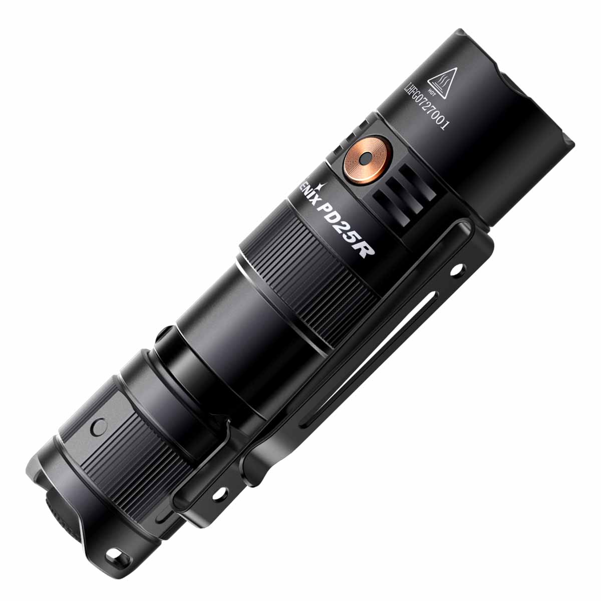 fenix pd25r rechargeable flashlight edc angled view