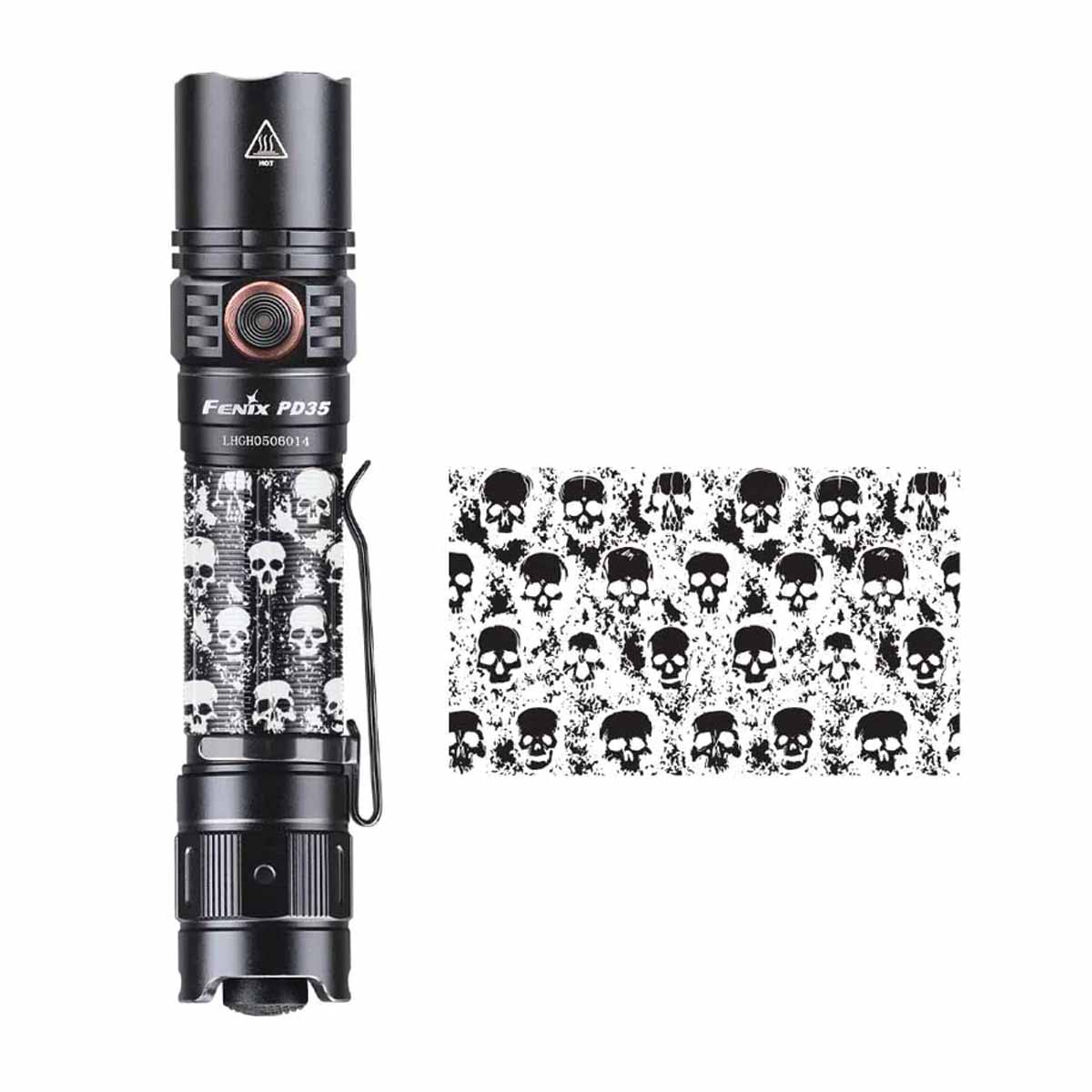 fenix pd35 v3.0 flashlight engraving grunge skulls