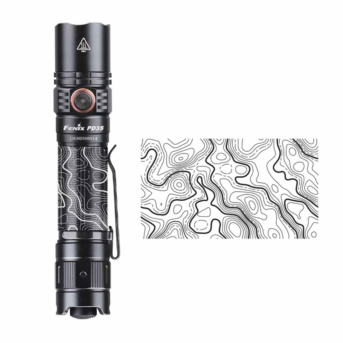 fenix pd35 v3.0 flashlight engraving topo map