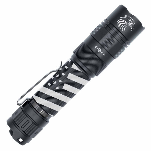 fenix pd36r ace flashlight on a white background showing engraving personailzation