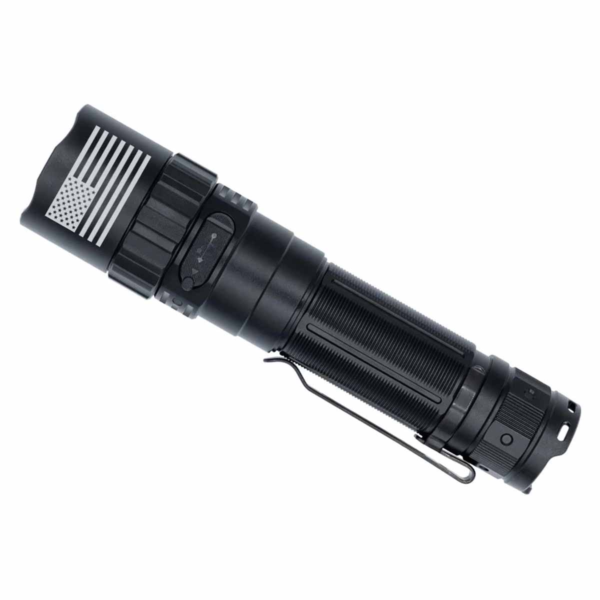 fenix pd40r v3.0 flashlight engraved with flag