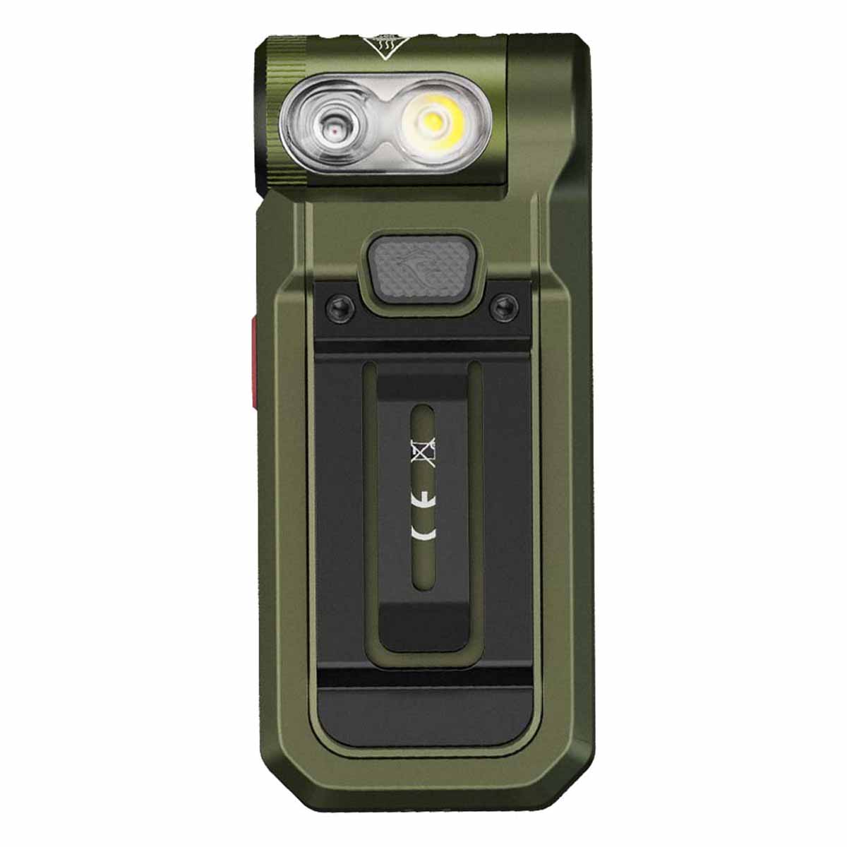 fenix sw05r red clip on flashlight spruce green