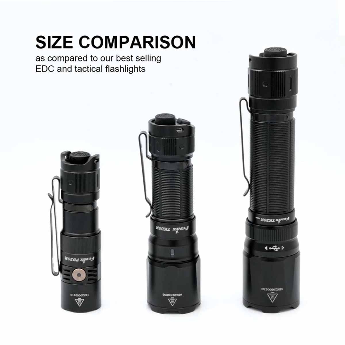 fenix tk05r tactical edc flashlight size comparison