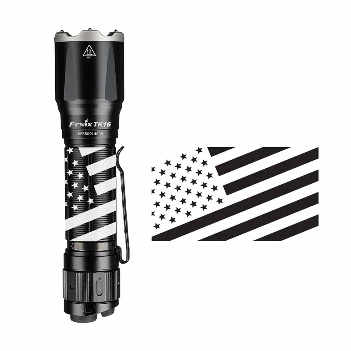 Fenix TK16 V2.0 Flashlight with Special Edition Engraved Design USA Flag