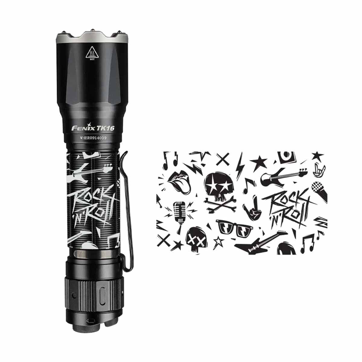 Fenix TK16 V2.0 Flashlight with Special Edition Engraved Design Rock N Roll