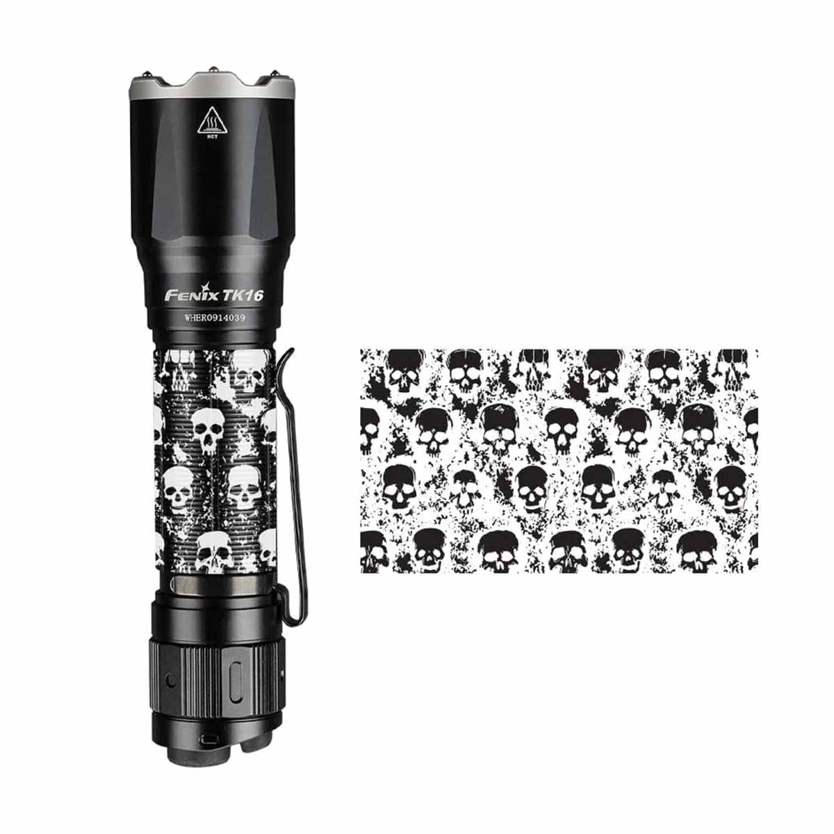 Fenix TK16 V2.0 Flashlight with Special Edition Engraved Design Grunge Skulls