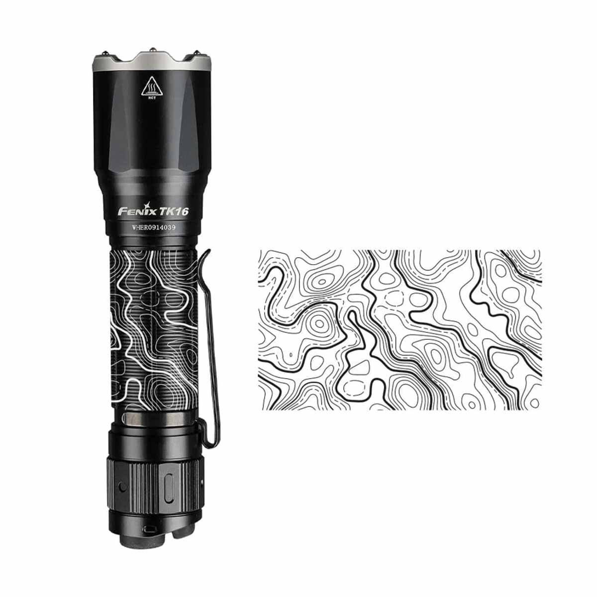 Fenix TK16 V2.0 Flashlight with Special Edition Engraved Design Topo Map