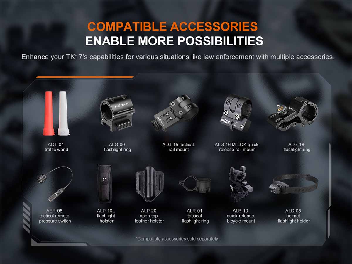 compatible accessories fenix tk17 tactical flashlight