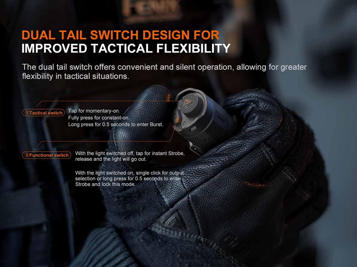 dual switch operation fenix tk17 tactical flashlight