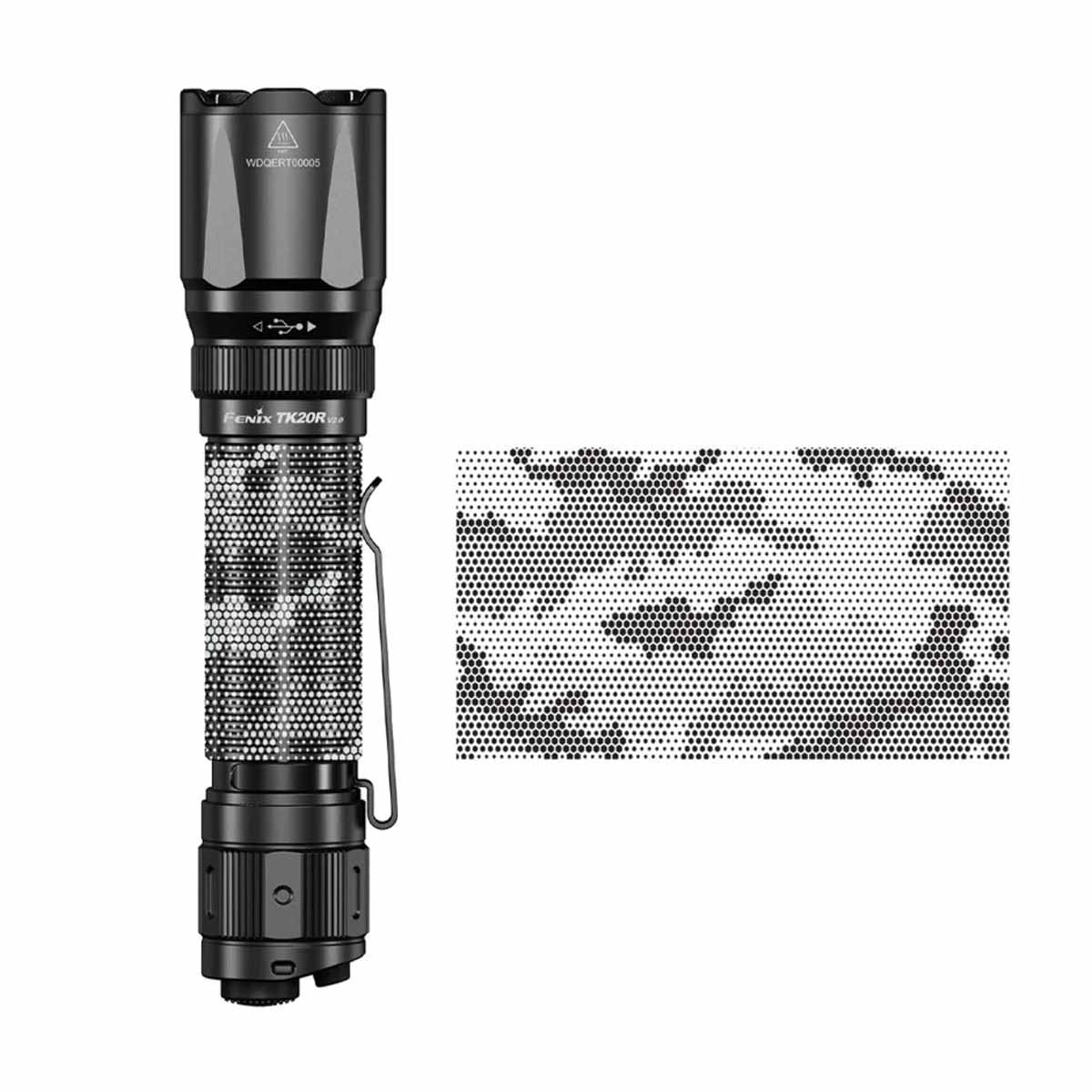 fenix tk20r engraved flashlight digital camo