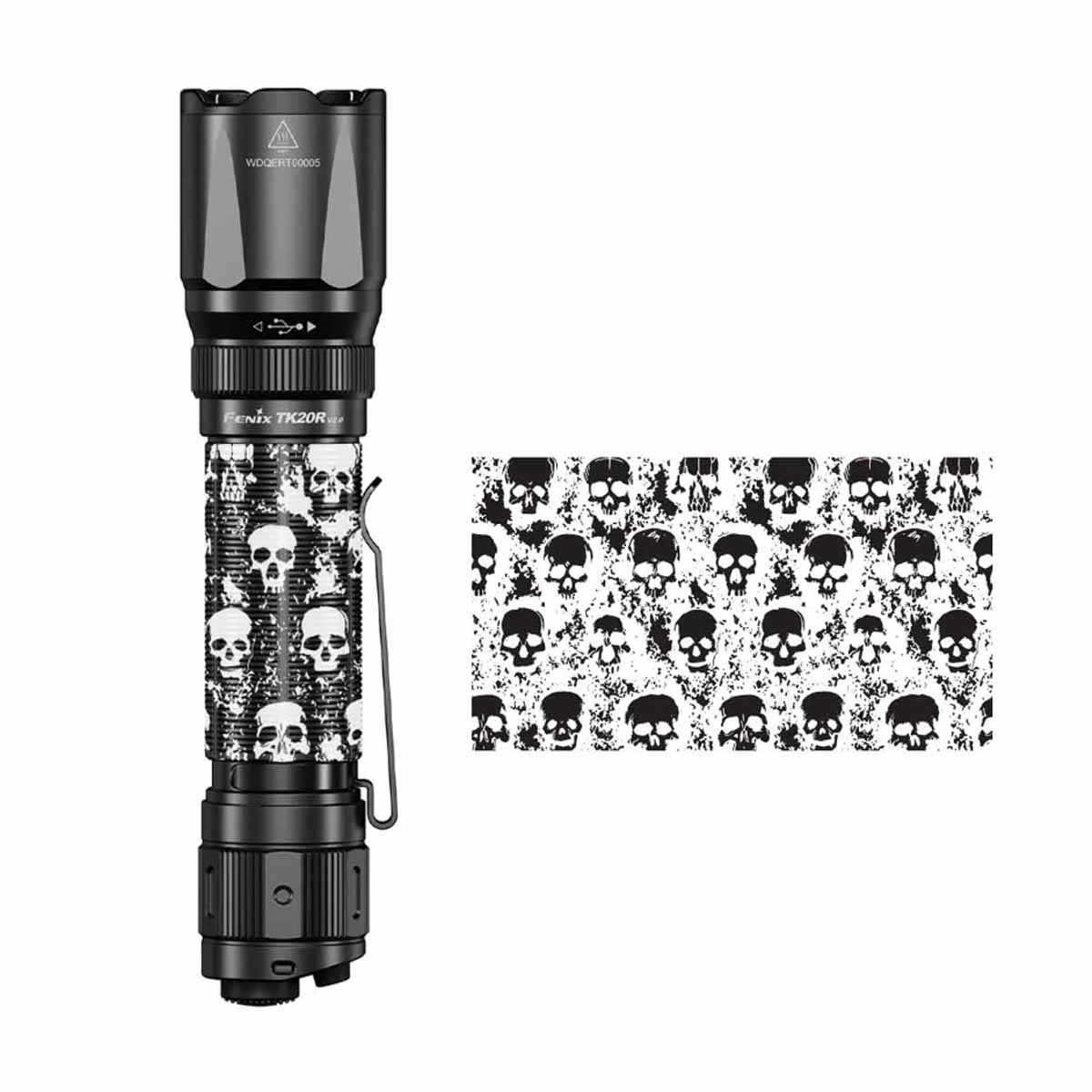 fenix tk20r engraved flashlight grunge skulls