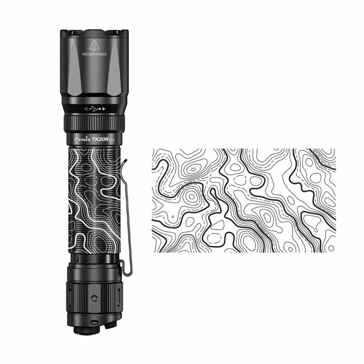 fenix tk20r engraved flashlight topo map