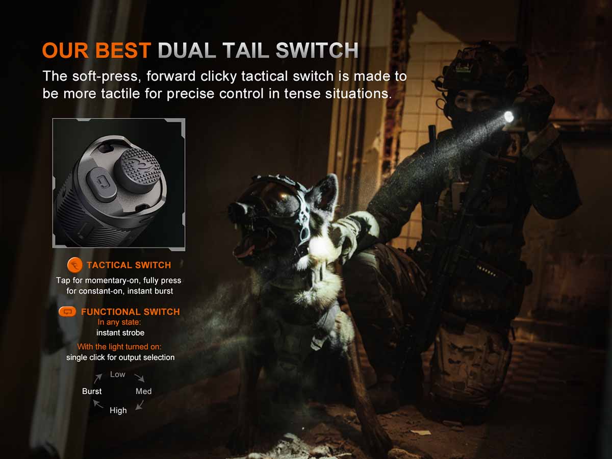 fenix tk21r tactical flashlight switches