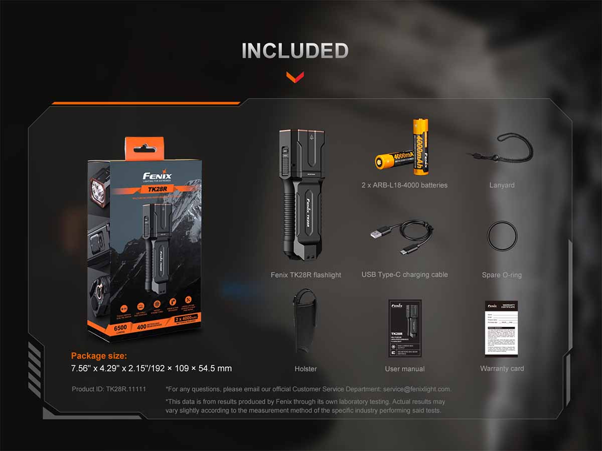 Fenix TK28R Tactical Flashlight Included