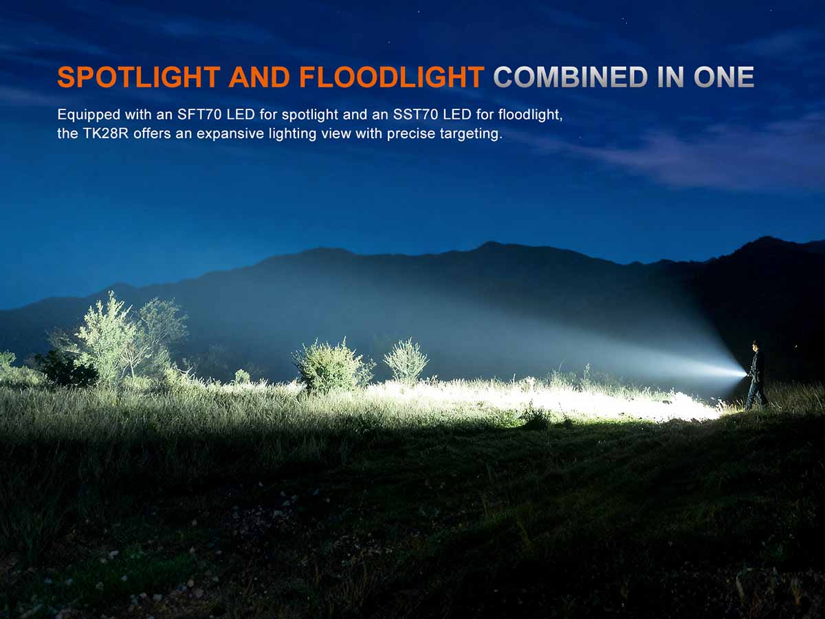 Fenix TK28R Tactical Flashlight Spotlight and Floodlight Combination
