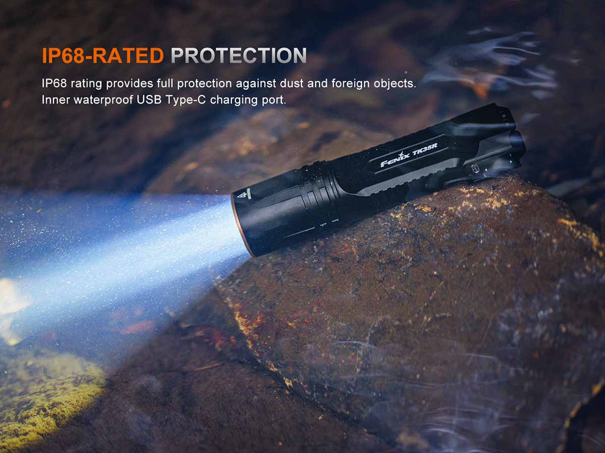 TK35R with IP68 waterproof rating showing underwater