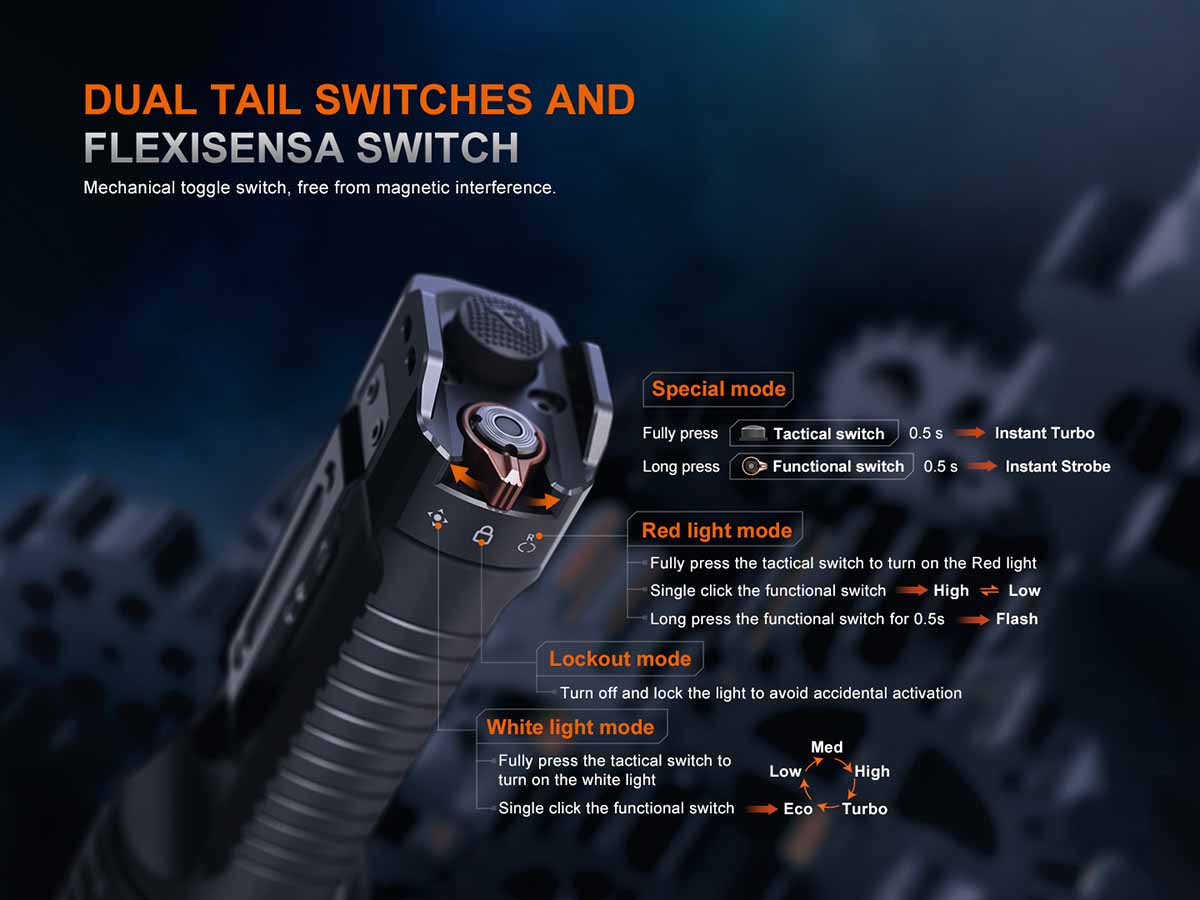 TK35R RED dual tail switches and flexisensa switch