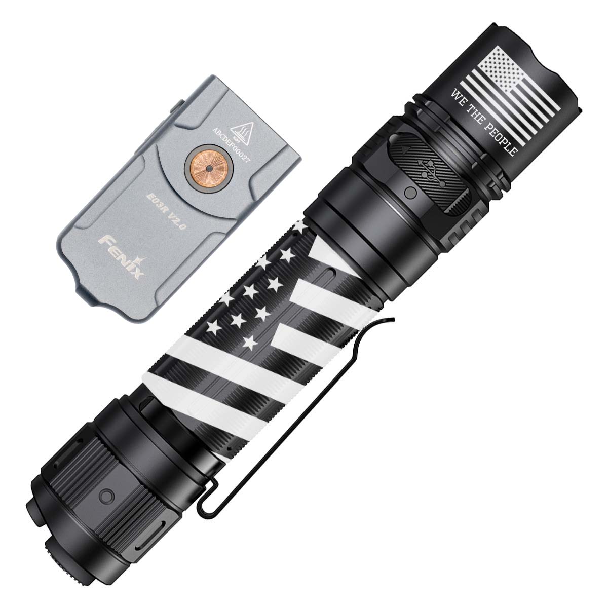 fenix flashlight cerakote Fenix PD36R PRO Custom Engraved Flashlight Black with Gray E03R V2.0