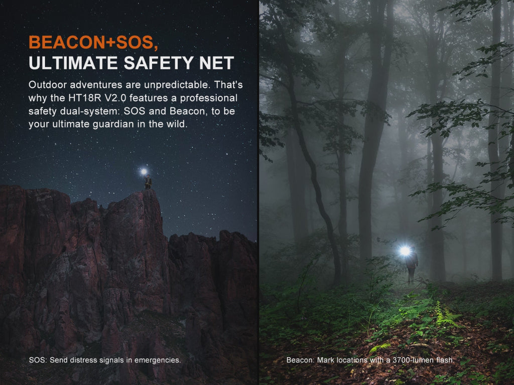 Fenix HT18R V2.0 Long Distance Flashlight Beacon and SOS