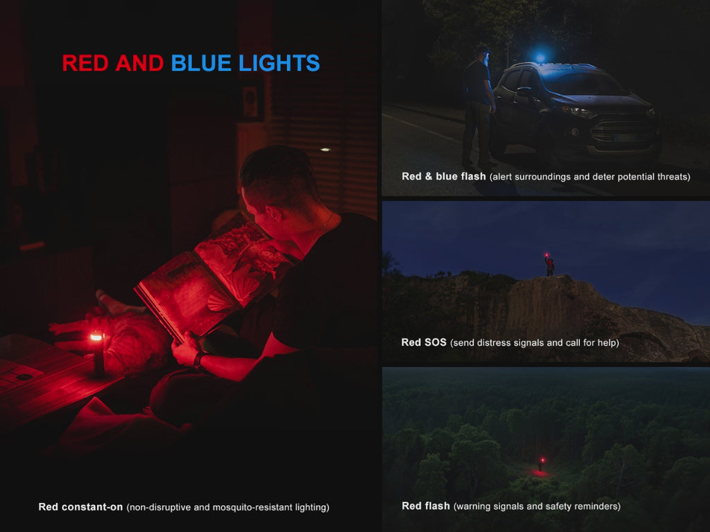 red blue light fenix ld35r multipurpose flashlight