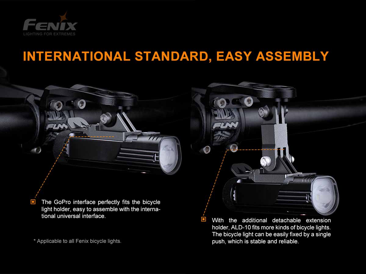 fenix flashlight bike mount Fenix ALD-10 Quick Release Bike Mount with GoPro Mount Adapter