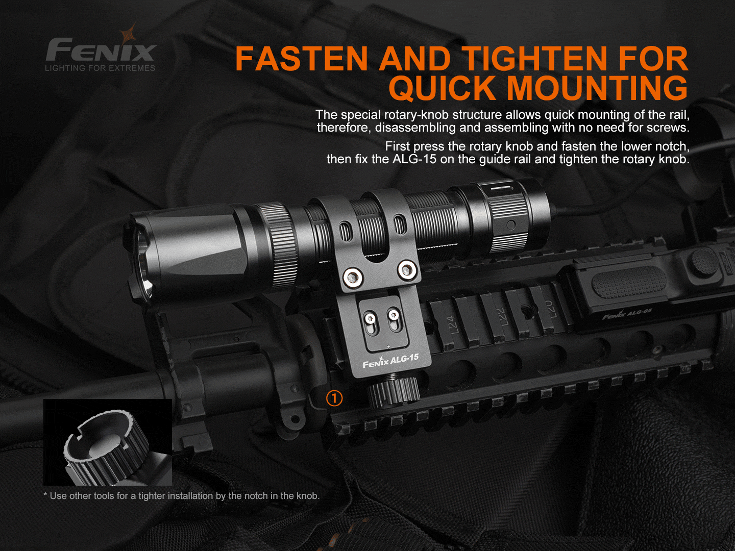 fenix ALG-15 flashlight rail mount picatinny
