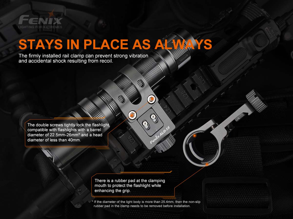 fenix ALG-15 flashlight rail mount recoil resistant