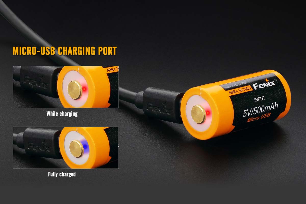Fenix ARB-L16-700U rechargeable battery charging USB port