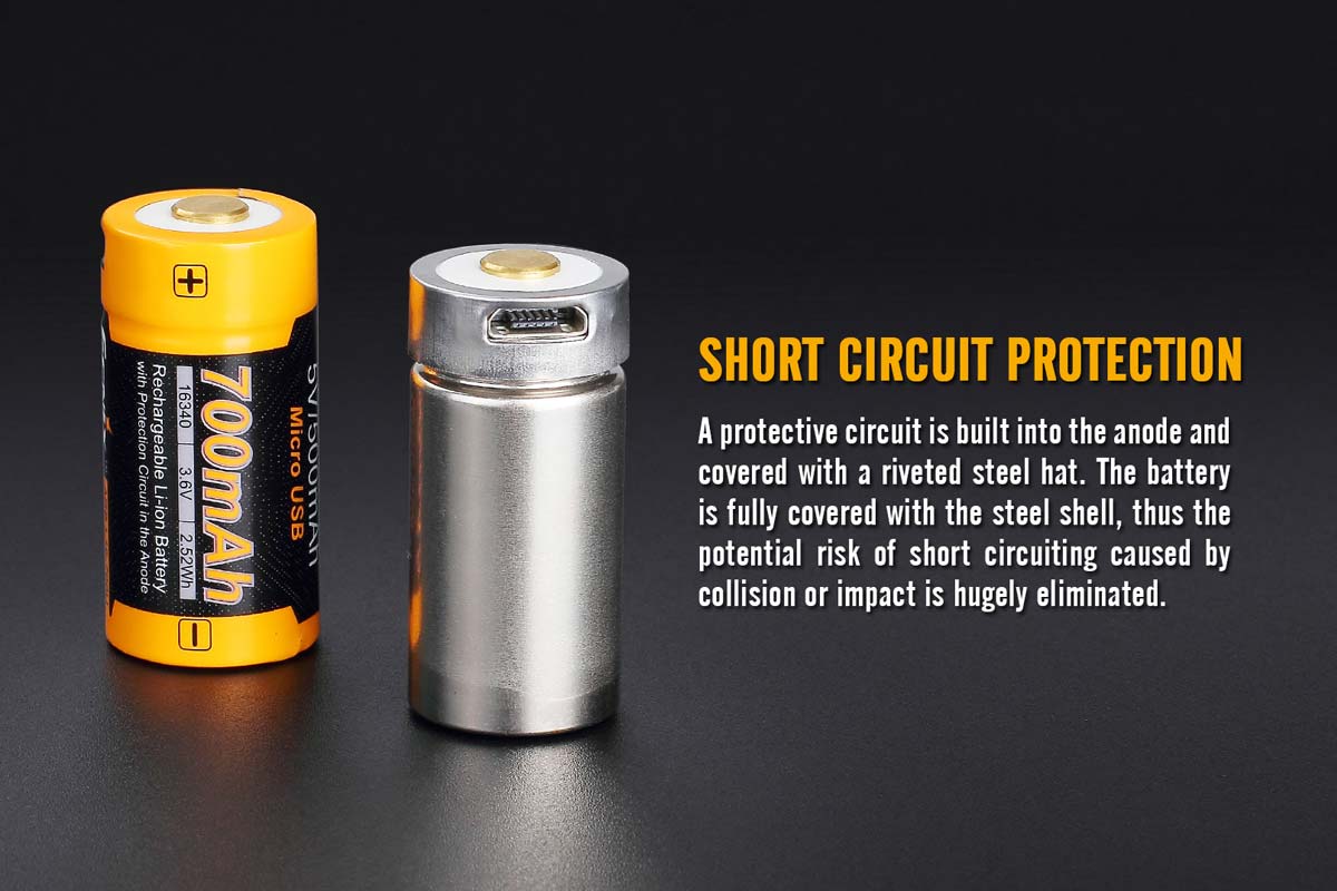 Fenix ARB-L16-700U rechargeable battery short circuit protection