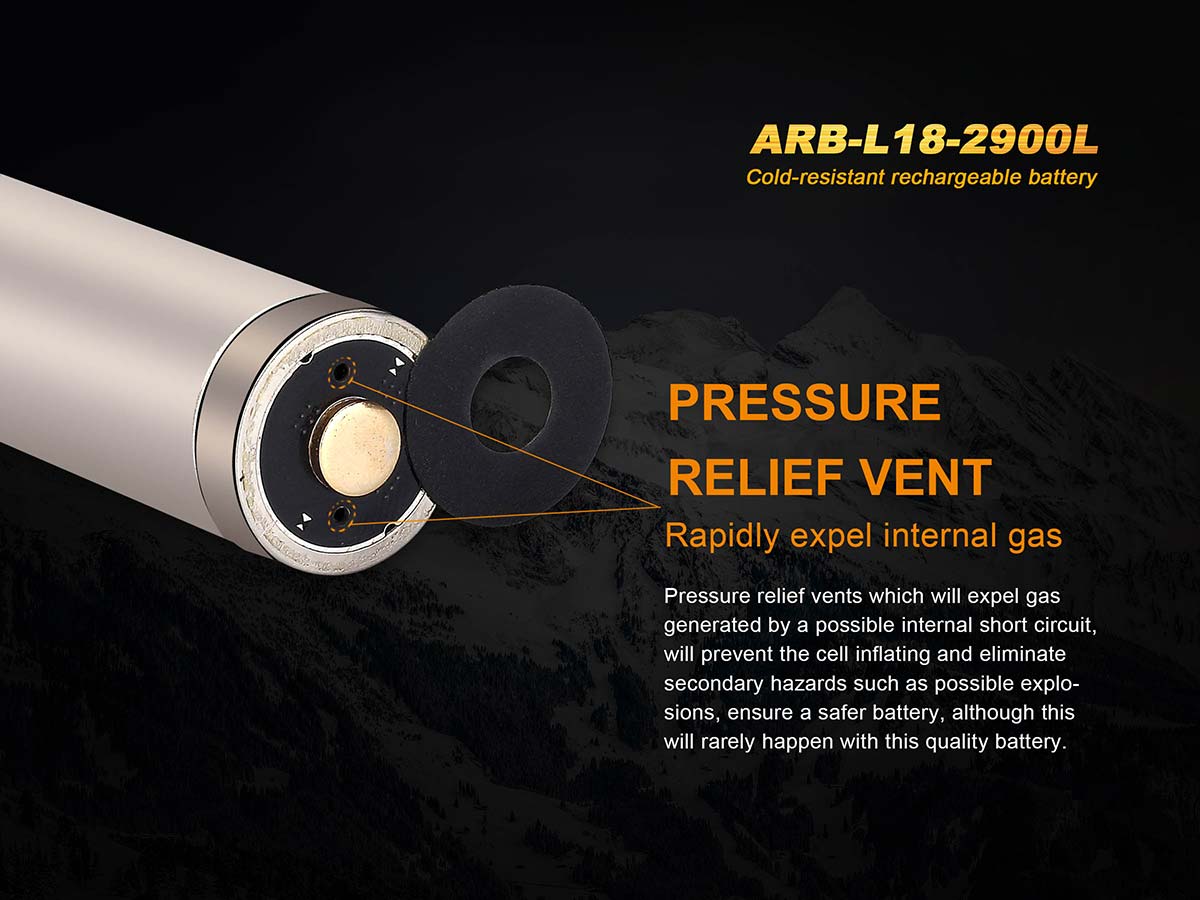Fenix cold-resistant battery ARB-L18-2900L pressure vents