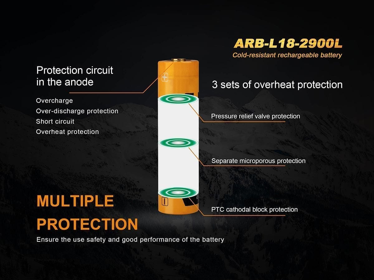 Fenix cold-resistant battery ARB-L18-2900L protection circuits