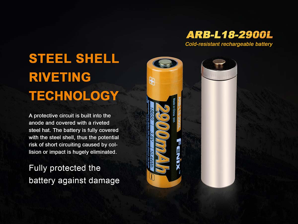 Fenix cold-resistant battery ARB-L18-2900L steel shell