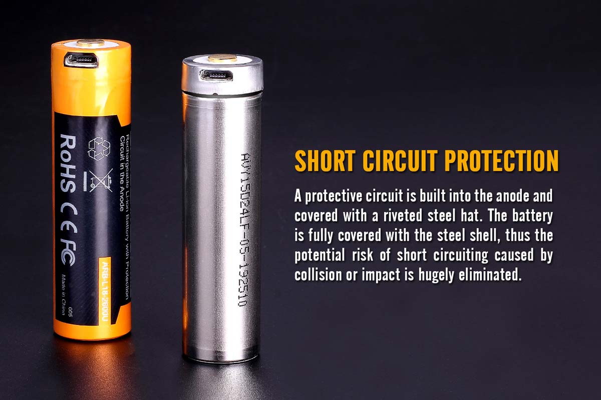 Fenix ARB-L18-3500U USB rechargeable battery short circuit protection