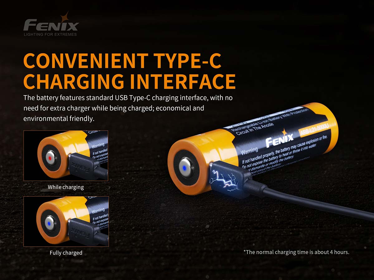 fenix flashlight battery will not charge Fenix ARB-L21-5000U Rechargeable 21700 Battery