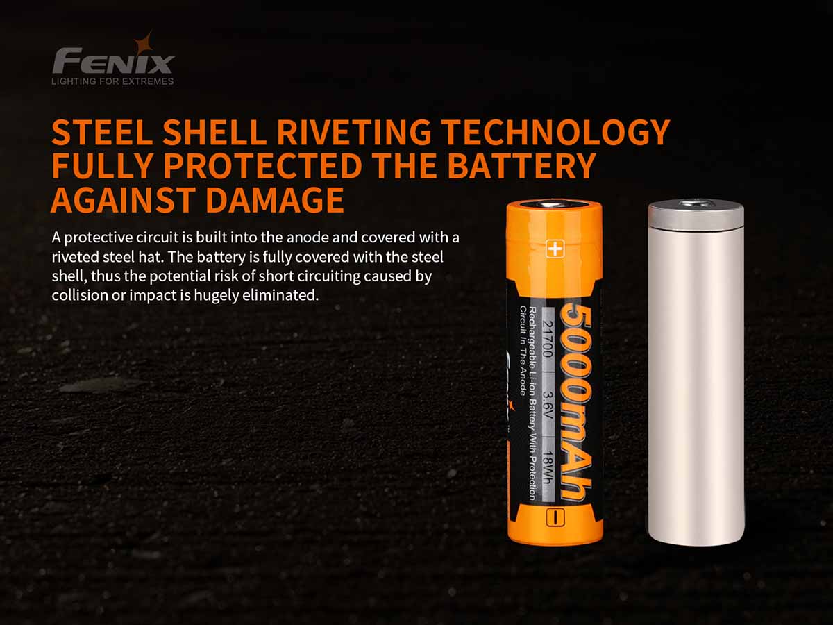  Fenix ARB-L21-5000 v2 rechargeable battery steel riveted