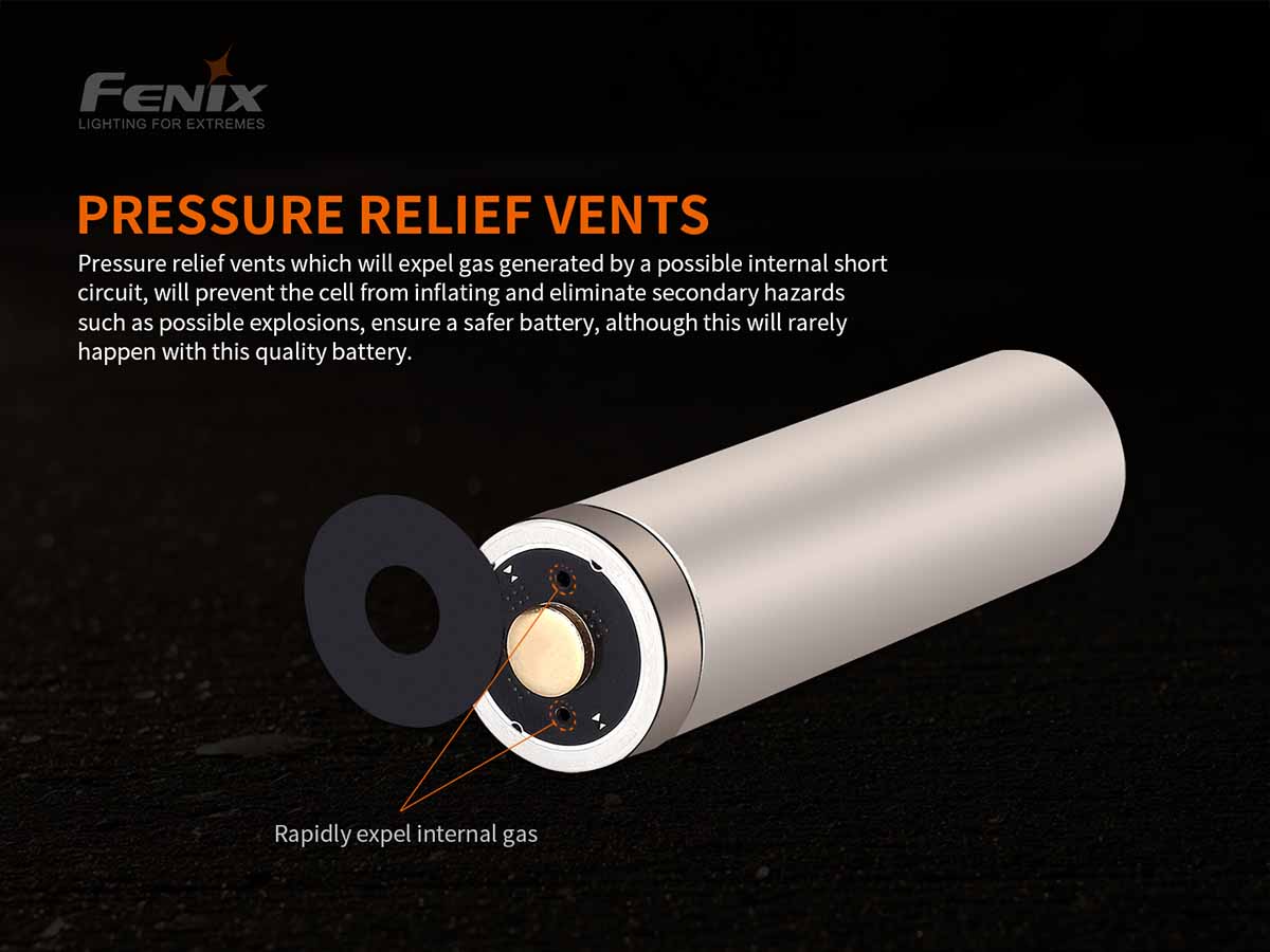 Fenix ARB-L21-5000 v2 rechargeable battery relief vents