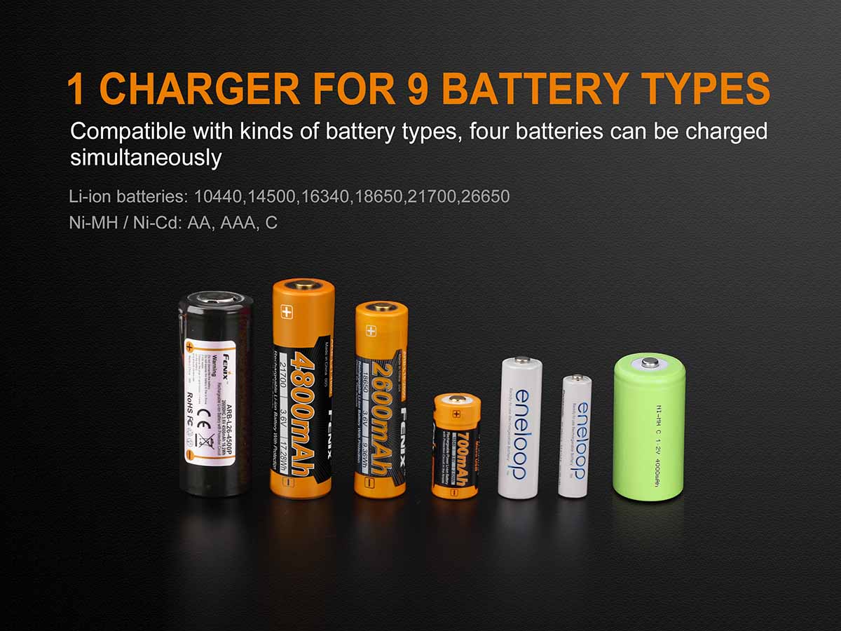 Fenix ARE-A4 battery charger types