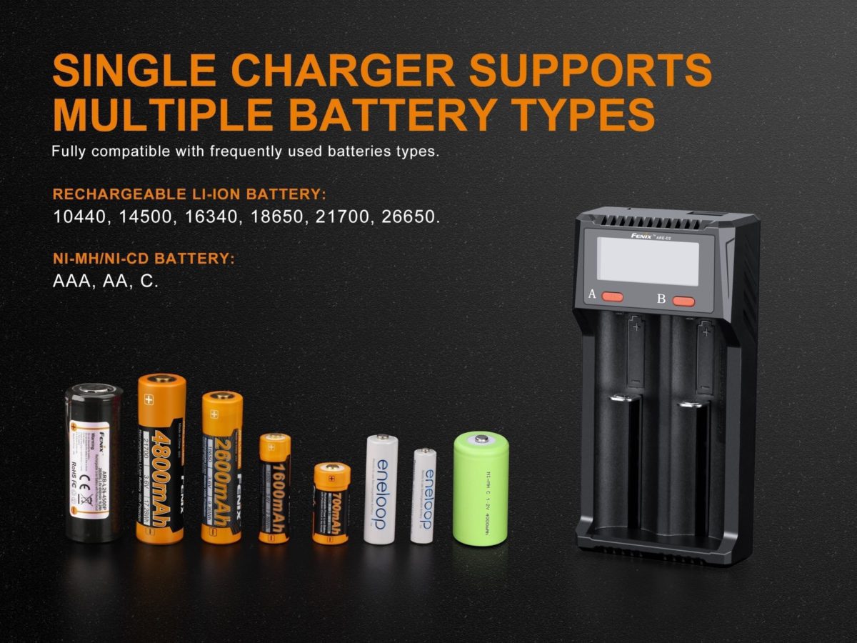 ARE-D2 Battery Charger battery types