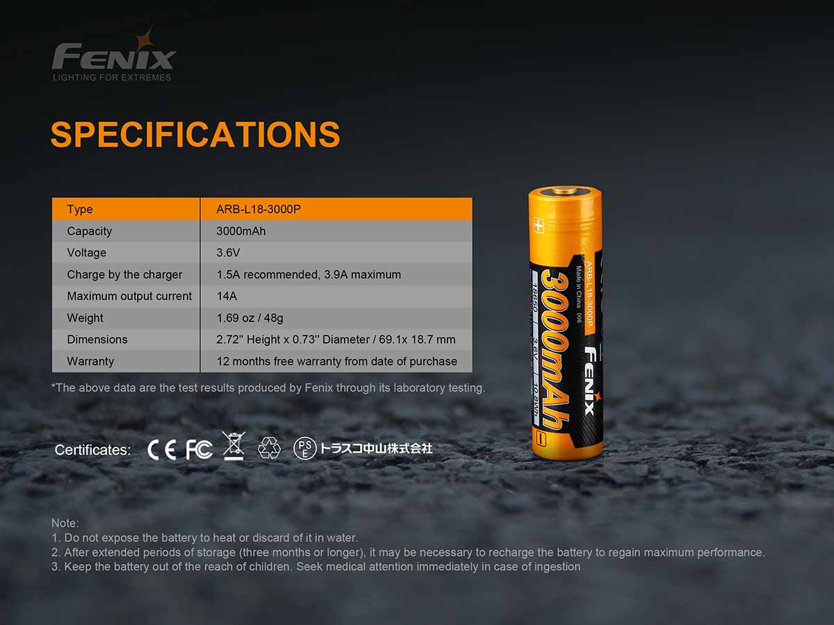 fenix ARB-L18-3000P li-ion battery