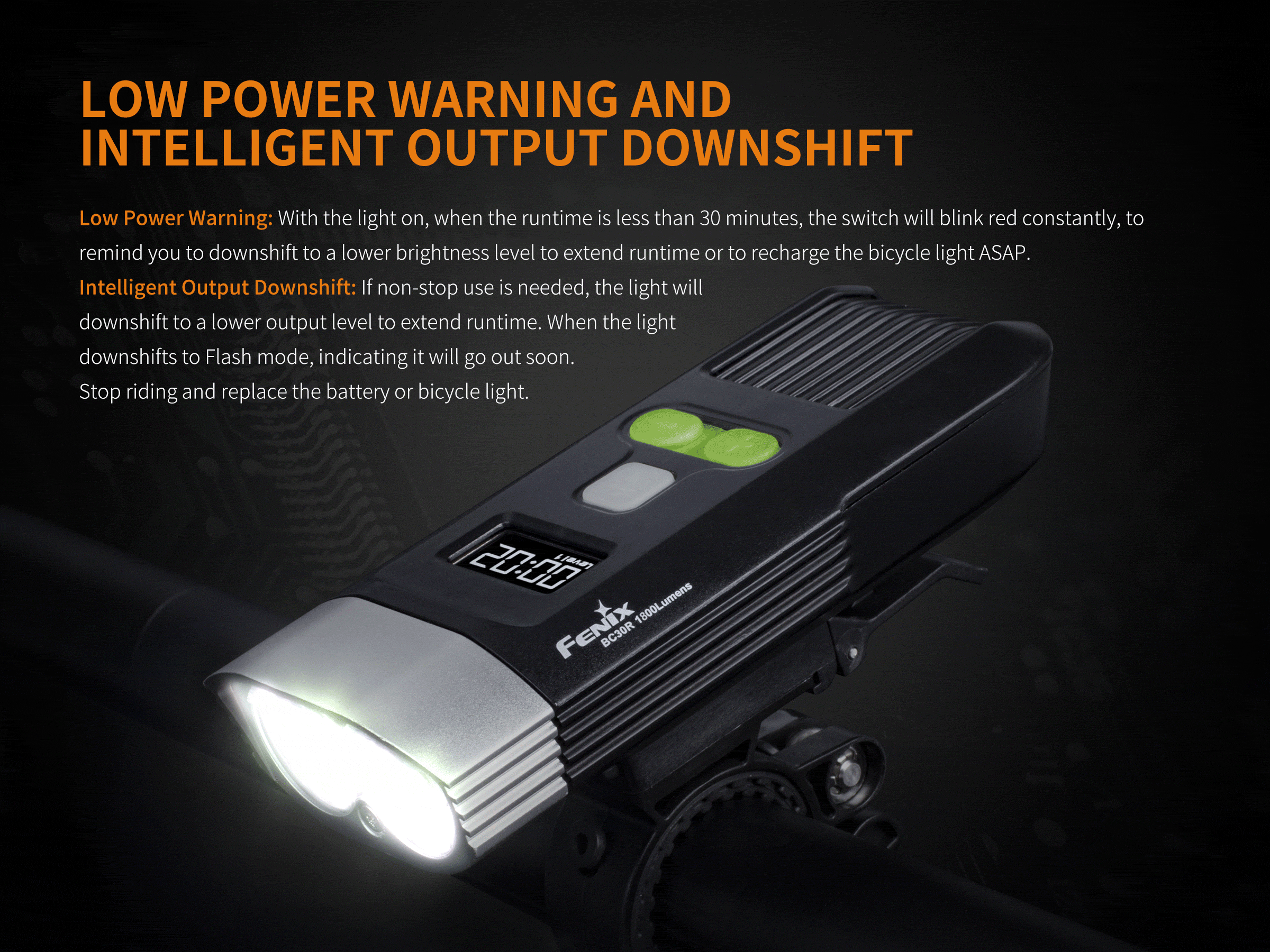 fenix flashlight bc30r rechargeable bike light Fenix BC30R LED Bike Light - 1800 Lumens