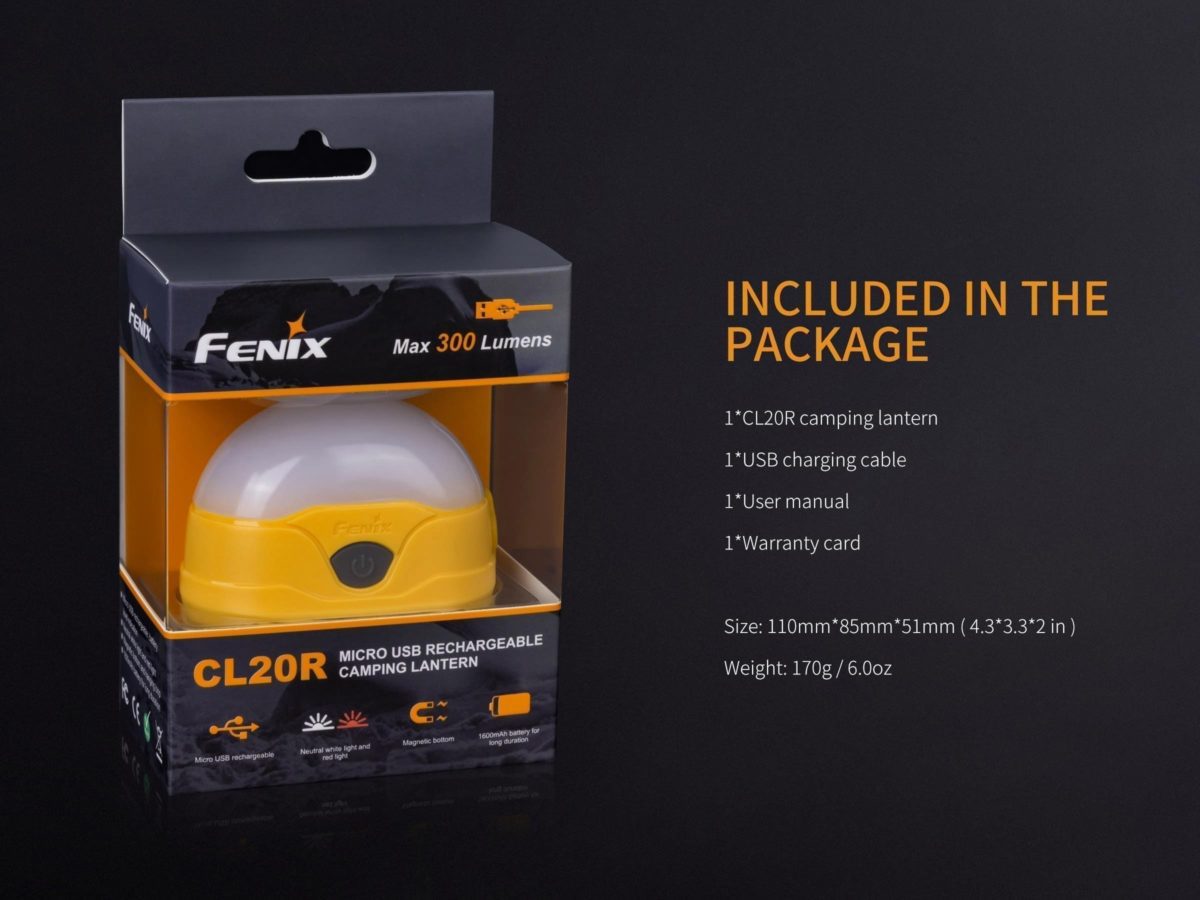 fenix cl20r rechargeable lantern package