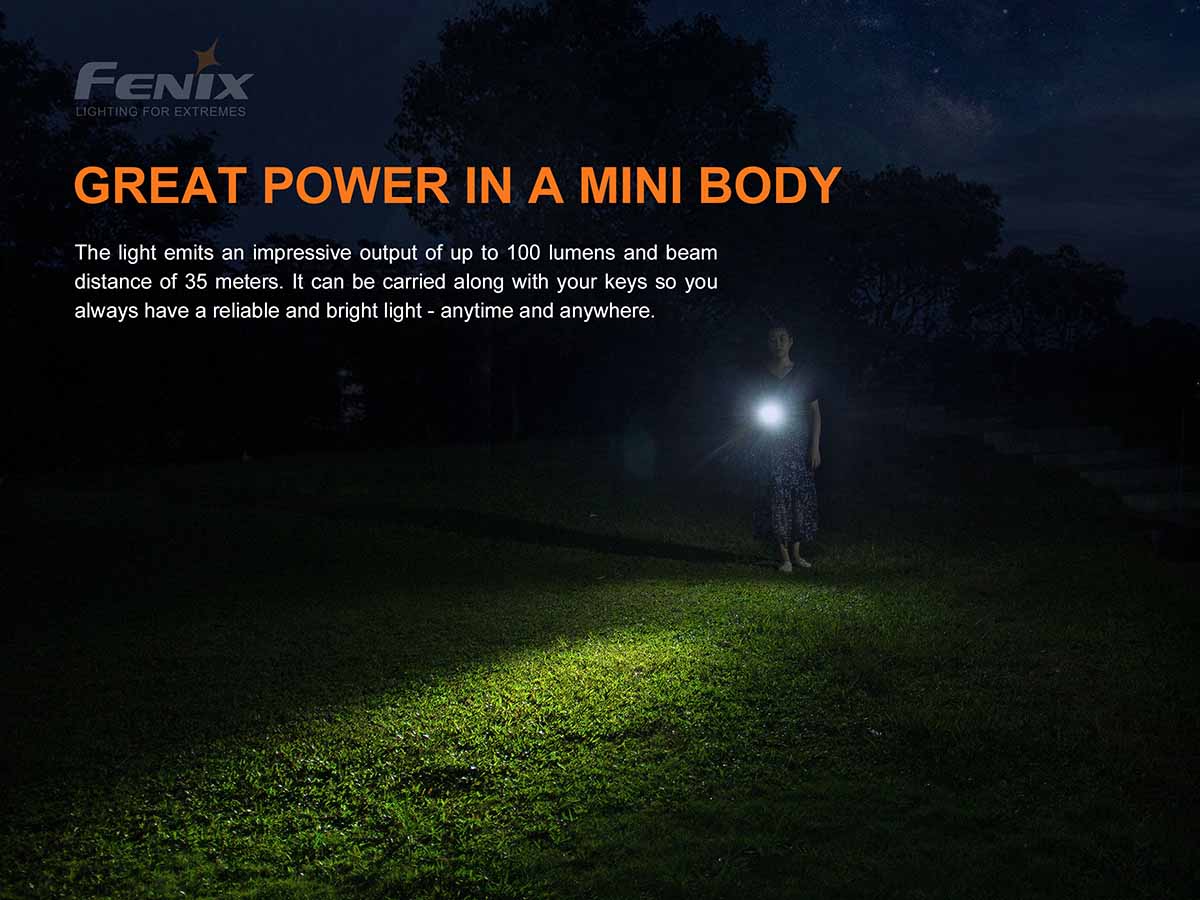 fenix e01 v2 keychain flashlight beam